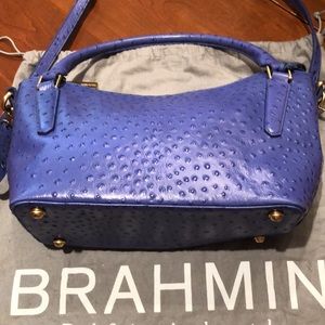 Like new Brahmin satchel in cobalt ostrich.